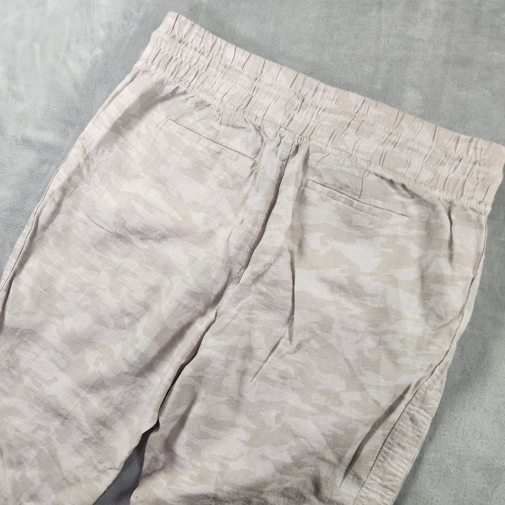 Athleta Cabo Tide Linen Jogger Pants Women 12 Beige Camo Drawstring Zip Pockets - Picture 8 of 8